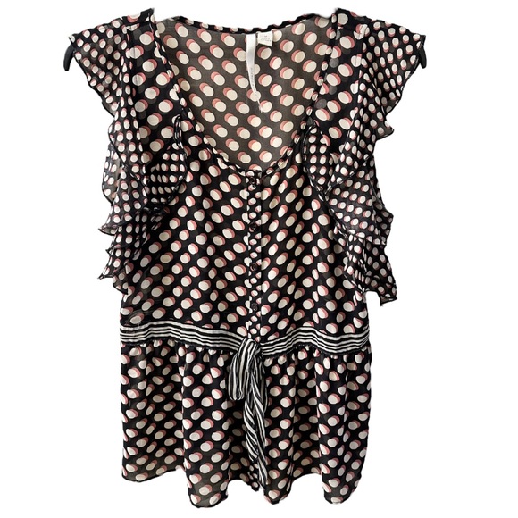 Lauren Conrad Rockabilly Top Peplum Pinup Silhouette Ruffle Polka Dot Medium - Picture 8 of 16